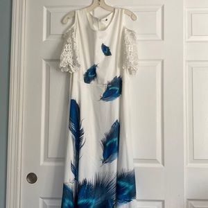 Cold shoulder peacock dress